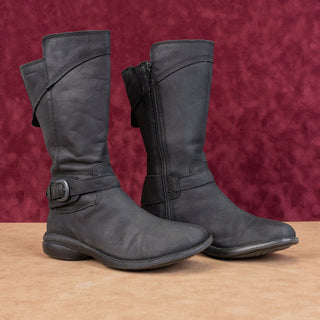 Merrell Women Captiva Black Leather Zip Strap Mid Calf Boots sz 7US EUR 37.5