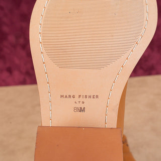 Marc Fisher Women Giddyup Cowboy Brown Leather Lasercut Ankle Boots sz 8.5