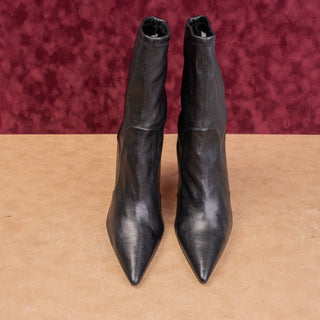 Stuart Weitzman Women 100 Pointy Toe Black Leather Fashion Party Boots sz 12