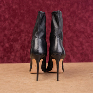 Stuart Weitzman Women 100 Pointy Toe Black Leather Fashion Party Boots sz 12