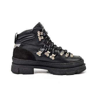 Ganni Wmn Hiker Platform Black Leather Sporty Lace-up Combat Boots 10 US 40 EUR