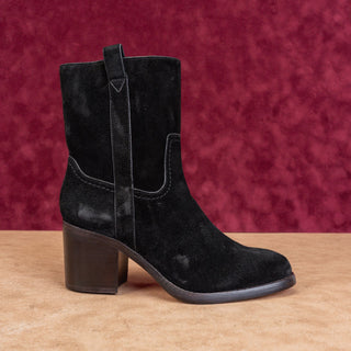 Veronica Beard Women Carmen Black Suede Western Cowboy Slip-on Ankle Boots sz 6
