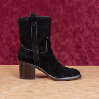 Veronica Beard Women Carmen Black Suede Western Cowboy Slip-on Ankle Boots sz 6