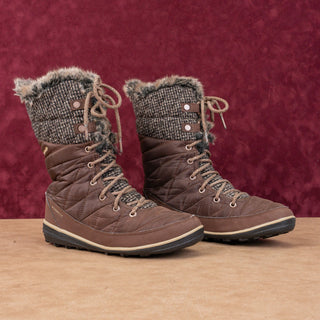 Columbia Women Heavenly Omni heat Fabric Brown Waterproof Winter Boots sz 8