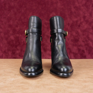 Veronica Beard Women Sohelia Black Leather Buckle Chucky Block Heel Boots size 5