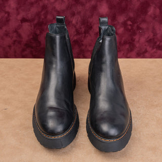 Paul Green Women Platform Black Leather Slip-on Chelsea Boots 10US AUS 7.5