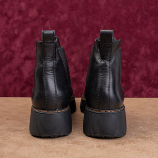 Paul Green Women Platform Black Leather Slip-on Chelsea Boots 10US AUS 7.5