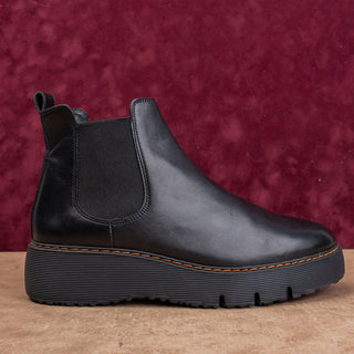 Paul Green Women Platform Black Leather Slip-on Chelsea Boots 10US AUS 7.5