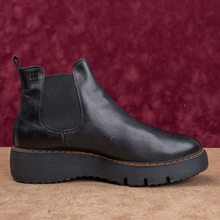 Paul Green Women Platform Black Leather Slip-on Chelsea Boots 10US AUS 7.5