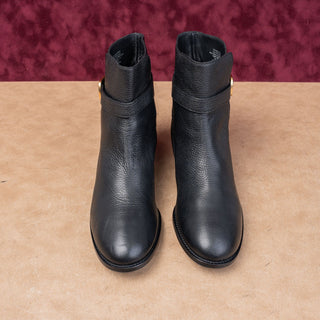 Tory Burch Women Brooke Black Leather T Logo Slip-on Dress Ankle Boots sz 10.5