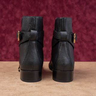 Tory Burch Women Brooke Black Leather T Logo Slip-on Dress Ankle Boots sz 10.5