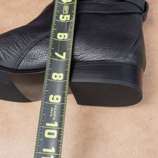 Tory Burch Women Brooke Black Leather T Logo Slip-on Dress Ankle Boots sz 10.5