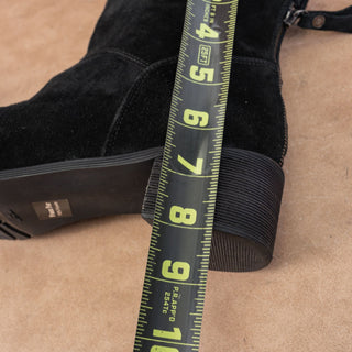 Stuart Weitzman Women Black Suede Soft Faux Fur Lined Back Zip Ankle Boots sz 9.5