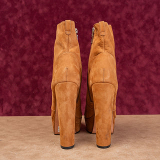 Schutz Women July Tan Suede High Heel zip Fashion Party Boots sz 9.5