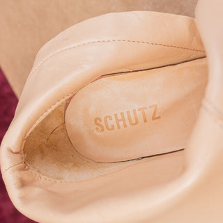 Schutz Women July Tan Suede High Heel zip Fashion Party Boots sz 9.5