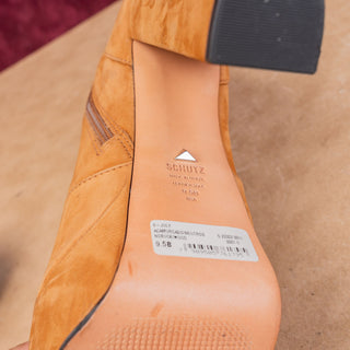 Schutz Women July Tan Suede High Heel zip Fashion Party Boots sz 9.5