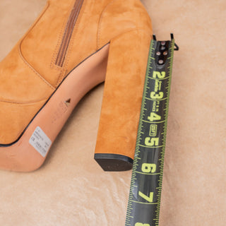 Schutz Women July Tan Suede High Heel zip Fashion Party Boots sz 9.5