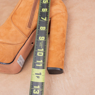 Schutz Women July Tan Suede High Heel zip Fashion Party Boots sz 9.5