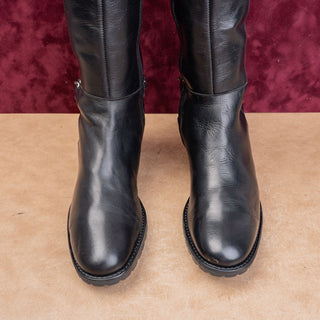 Kurt Geiger London Wmn Fashion OTK Black Leather Chain Moto Boots 9.5US EUR40.5