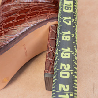 Vince Camuto Women Pendarie Brown Croc Print Leather Zip Knee Boots sz 5