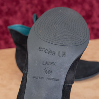 Arche Paris Women Black Garnet Nubuck Zip Heel Fashion Ankle Boots 9-9.5US EUR40