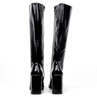 Jeffrey Campbell Women Patt Black Vegan Patent Chain Link fashion Knee Boots 8.5