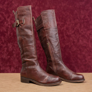 Sigerson Morrison Women Vintage Y2K Cognac Leather Classic Riding Knee Boots 7.5