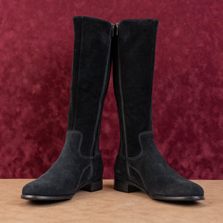 La Canadienne Women Samila Waterproof Black Suede Elastic Panel Winter Boots 9.5