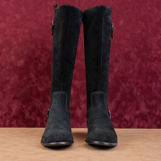 La Canadienne Women Samila Waterproof Black Suede Elastic Panel Winter Boots 9.5