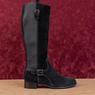 La Canadienne Women Samila Waterproof Black Suede Elastic Panel Winter Boots 9.5