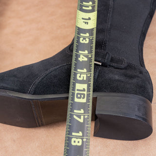 La Canadienne Women Samila Waterproof Black Suede Elastic Panel Winter Boots 9.5