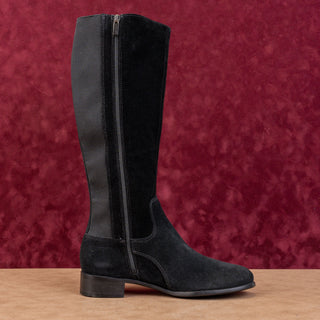 La Canadienne Women Samila Waterproof Black Suede Elastic Panel Winter Boots 9.5