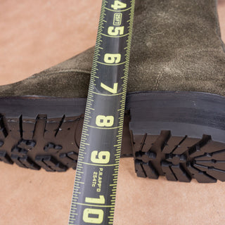 Frye Women Julie Front Zip Olive Suede Festival Party Combat Boots sz 7.5