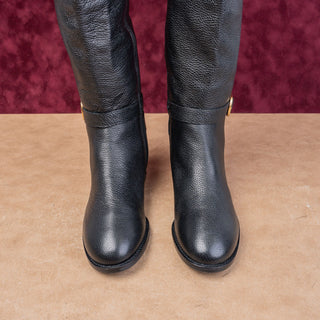 Tory Burch Women Brooke T Logo Strap Riding Equestrian Black Leather Boots 6.5
