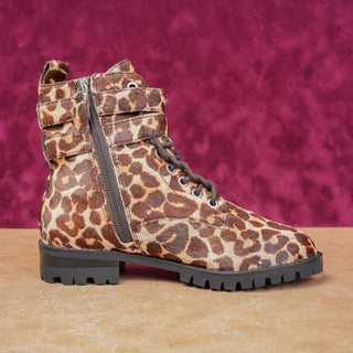 Rebecca Minkoff Women Jaiden Leopard Print Zip Lace-up Combat Boots size 5.5