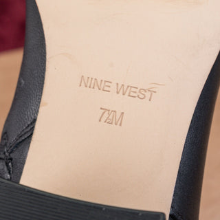 Nine West Women Morgin Black Leather Zip High Dress Riding Knee Boots 7.5