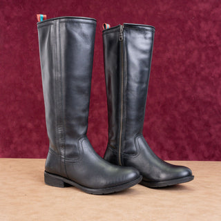 Sofft Woman Black Leather Comfortable Western Riding Zip Knee Boots size 6.5