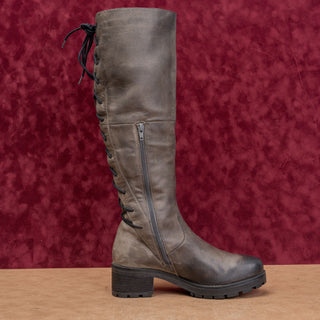 Steve Madden Women Back Zip Dark Grey Leather Vintage Y2K Festival Boots sz 10