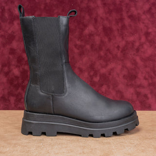Steve Madden Women Black Platform Festival Party Leather Chelsea Boots sz 8.5