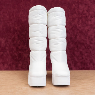 Jeffrey Campbell Wmn Doubt Fabric Puffy White Platform Block Heel Snow Boots 10