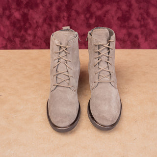 Munro Women Finley Comfortable Taupe Suede Lace-up Combat Ankle Zip Boots sz 7.5