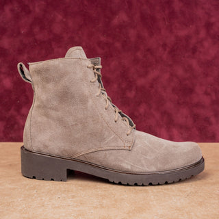 Munro Women Finley Comfortable Taupe Suede Lace-up Combat Ankle Zip Boots sz 7.5