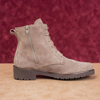 Munro Women Finley Comfortable Taupe Suede Lace-up Combat Ankle Zip Boots sz 7.5