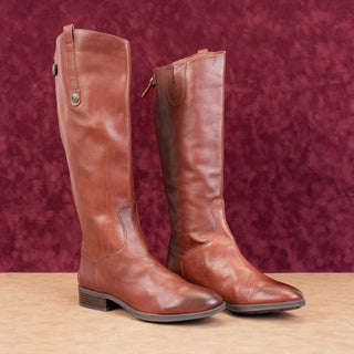 Sam Edelman Wmn Penny Riding Equestrian Wide Burnt Brandy Leather Boots 10 EUR41