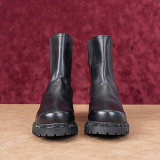 DKNY Women Rick Chelsea Black Leather Rhinestones Ankle Fashion Boots sz 6.5