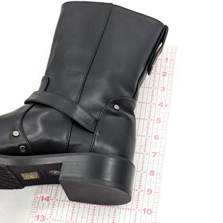 Stuart Weitzman Women Maverick Black Leather Moto Biker Buckle Ankle Boots sz 9