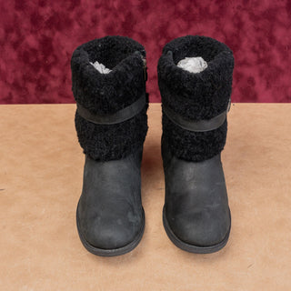 UGG Women Blayne II Shearling Lined Black Leather Buckle Winter Boots size 7.5
