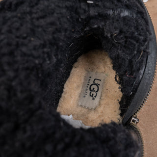 UGG Women Blayne II Shearling Lined Black Leather Buckle Winter Boots size 7.5