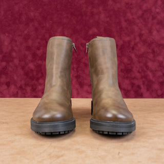 Lucky Brand Women Brown Leather Festival Moto Buckle Zip Ankle Boots sz 9