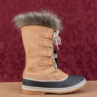 Sorel Women Joan of Artic Tan Faux Fur Waterproof Snow Winter Boots size 8.5